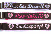 Velours dunkelbraun / Karo flieder, pink, rosa